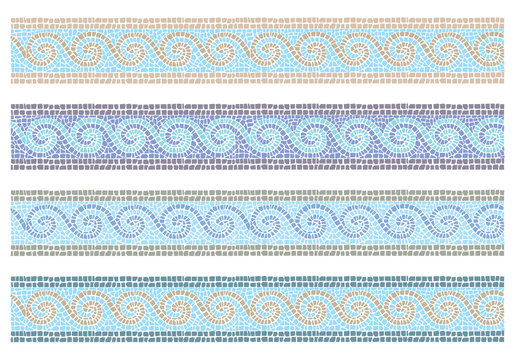 Vector illustration of vintage mosaic in the Byzantine style seamless border