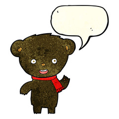 cartoon cute black bear with speech bubble