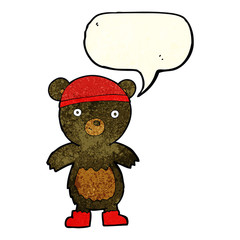 cartoon cute black bear with speech bubble