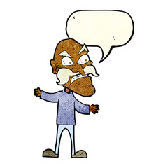 cartoon angry old man with speech bubble