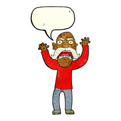 cartoon angry old man with speech bubble
