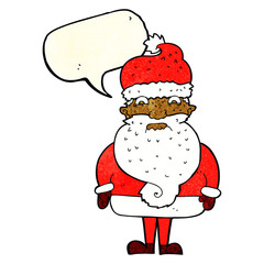 cartoon grumpy santa claus with speech bubble