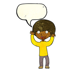 cartoon startled boy with speech bubble