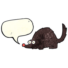 cartoon happy dog with speech bubble