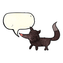 cartoon little wolf with speech bubble