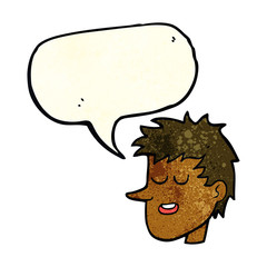 cartoon happy boy face with speech bubble