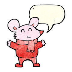 Obraz premium cartoon mouse with speech bubble