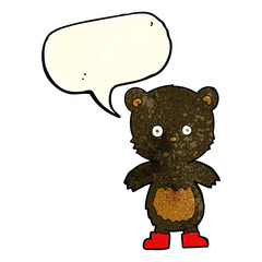 cartoon black bear cub with speech bubble