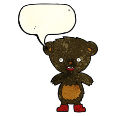 cartoon black bear cub with speech bubble