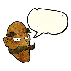 cartoon old man face with speech bubble