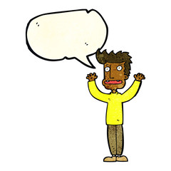 cartoon stressed man with speech bubble