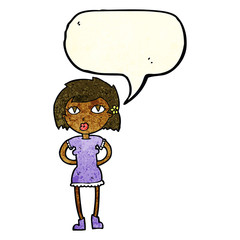 cartoon woman with speech bubble
