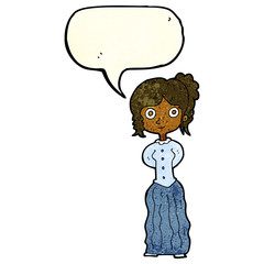 cartoon happy woman with speech bubble
