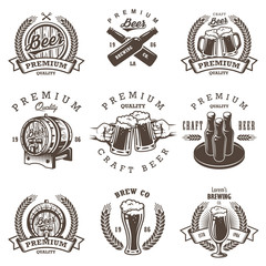 Set of vintage beer brewery emblems - 89186946
