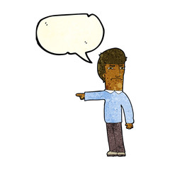 cartoon man pointing with speech bubble