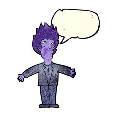 cartoon vampire with speech bubble