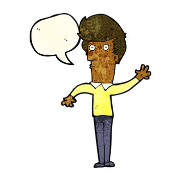 recommend clip art: cartoon nervous man waving with speech bubble