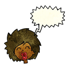 cartoon woman screaming with speech bubble