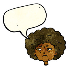 cartoon bitter old woman with speech bubble