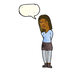 cartoon woman waiting with speech bubble