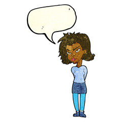 cartoon woman with speech bubble