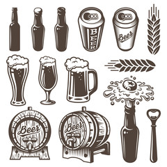 Set of vintage beer and brewery elements