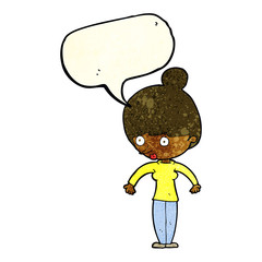cartoon woman staring with speech bubble