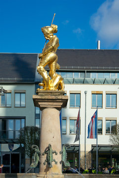 Market fountain showing St. George, Eisenach, Germany