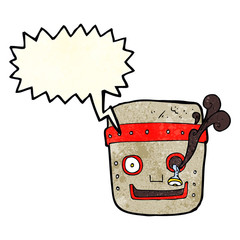 cartoon robot head with speech bubble