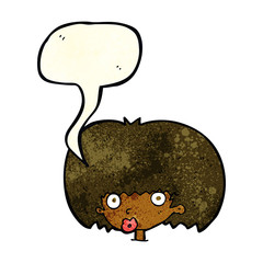 cartoon surprised woman with speech bubble