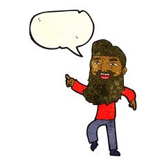 cartoon man with beard laughing and pointing with speech bubble