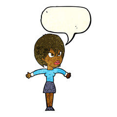 Obraz na płótnie Canvas cartoon annoyed girl with speech bubble