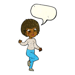 cartoon woman waving with speech bubble