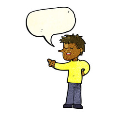 cartoon man pointing with speech bubble