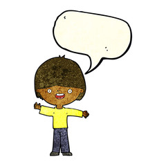 cartoon happy boy with speech bubble