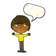 cartoon happy boy with speech bubble