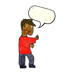 cartoon happy man with speech bubble