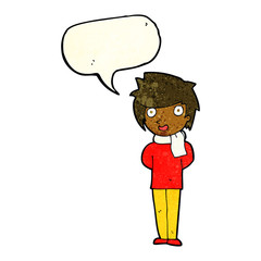 cartoon friendly man with speech bubble