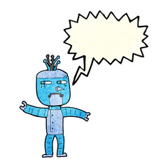 cartoon robot with speech bubble