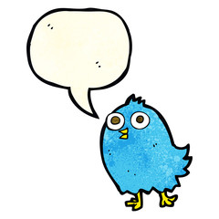 cartoon happy bird with speech bubble