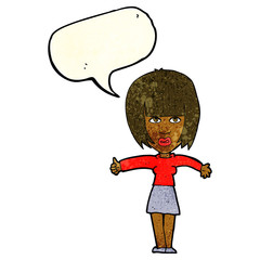 cartoon annoyed woman  with speech bubble