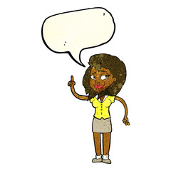 cartoon pretty woman with idea with speech bubble