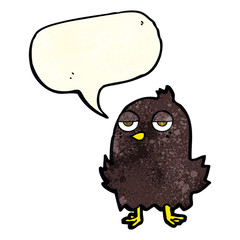 cartoon bored bird with speech bubble