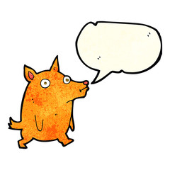 cartoon funny little dog with speech bubble