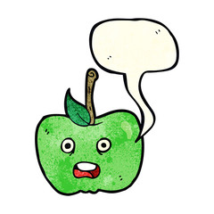 cartoon apple with speech bubble