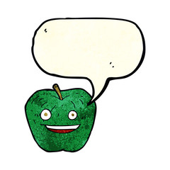 cartoon apple with speech bubble