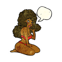 cartoon pin up girl with speech bubble