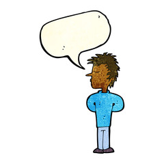 cartoon man ignoring with speech bubble
