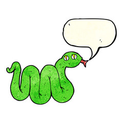 funny cartoon snake with speech bubble