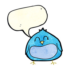 cartoon fat bird with speech bubble